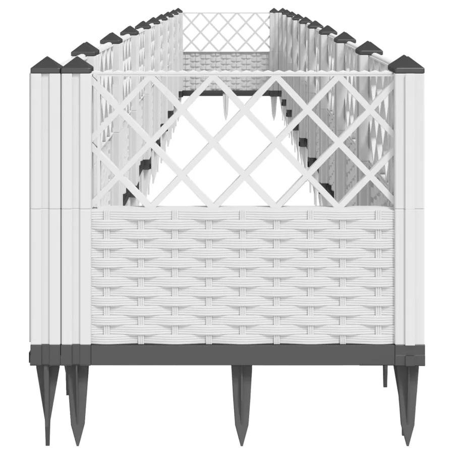 Jardinière avec piquets blanc 363,5x43,5x43,5 cm PP - 4