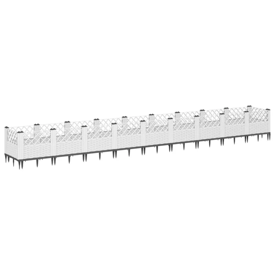 Jardinière avec piquets blanc 363,5x43,5x43,5 cm PP - 5
