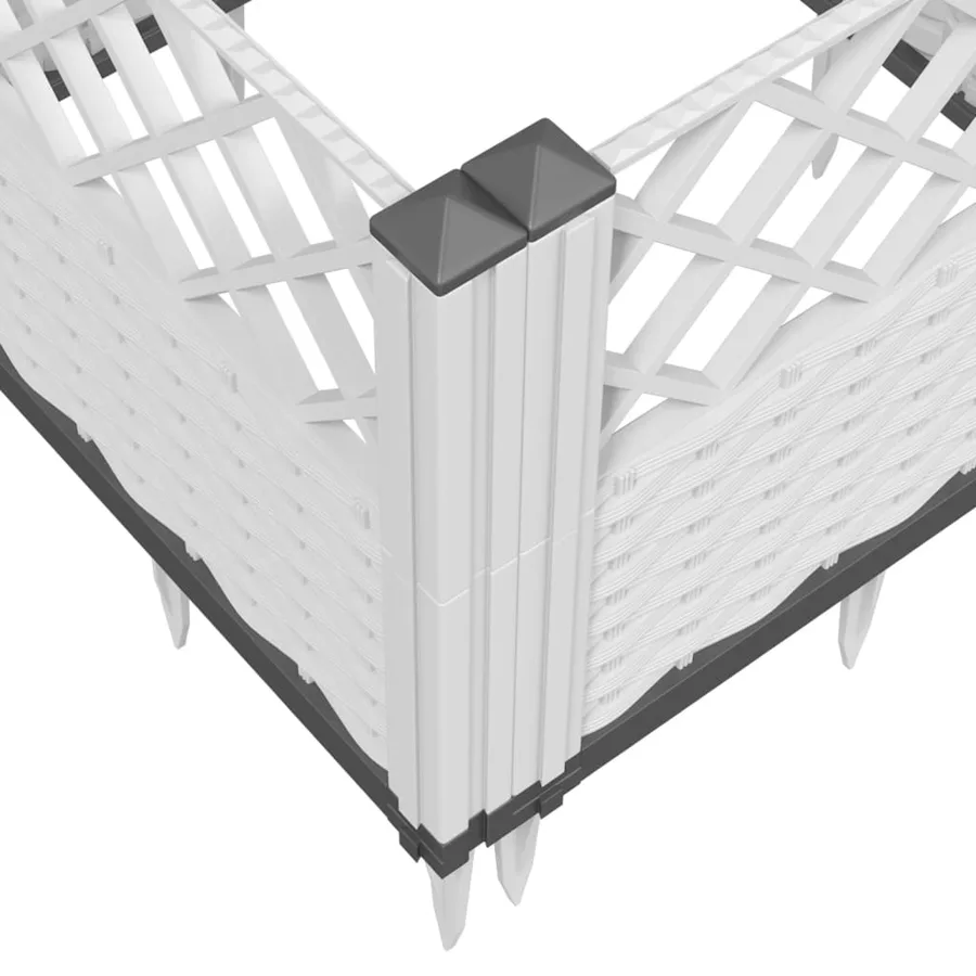 Jardinière avec piquets blanc 363,5x43,5x43,5 cm PP - 7