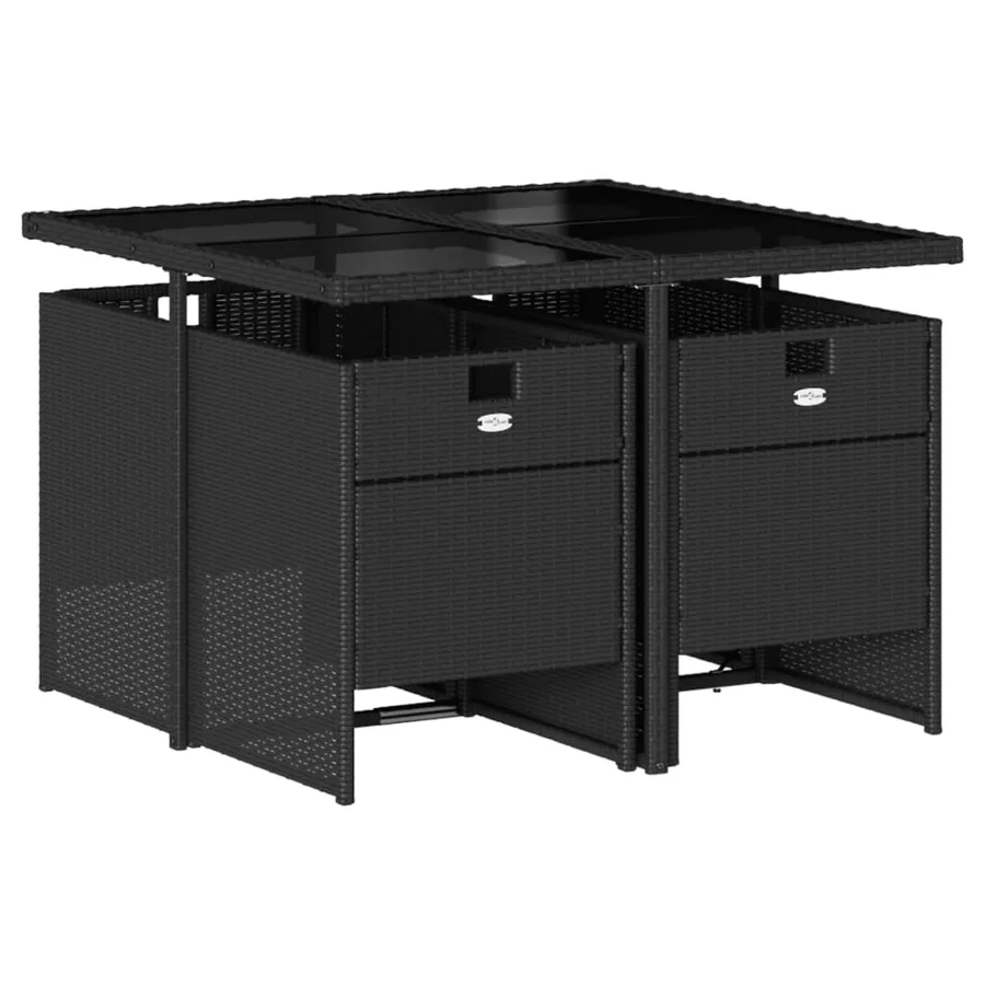 Ensemble à manger de jardin coussins 5pcs Noir Résine tressée - 3