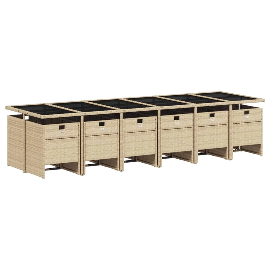 Ensemble à manger de jardin et coussins 13 pcs beige - 3