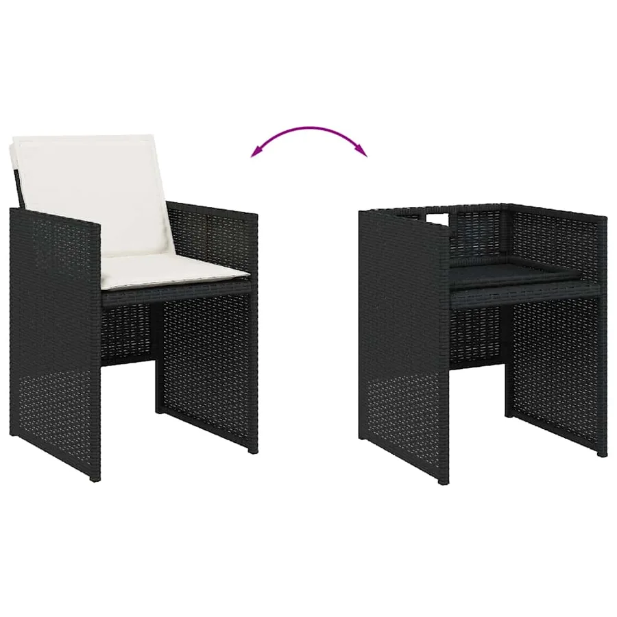 Ensemble à manger de jardin 15 pcs coussins noir résine tressée - 5