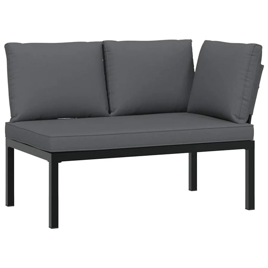 Salon de jardin 4 pcs avec coussins noir aluminium - 3