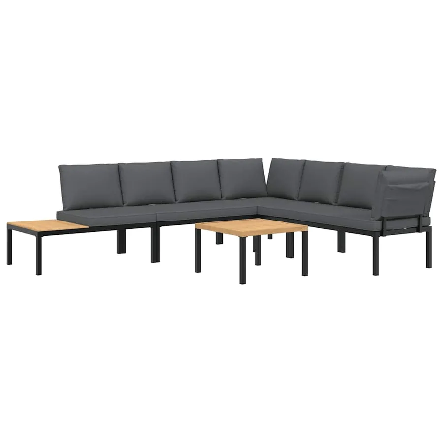 Salon de jardin 5 pcs avec coussins noir aluminium - 2