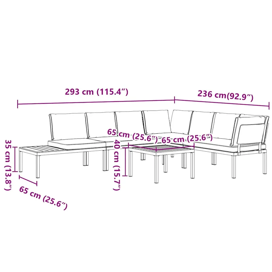 Salon de jardin 5 pcs avec coussins noir aluminium - 9