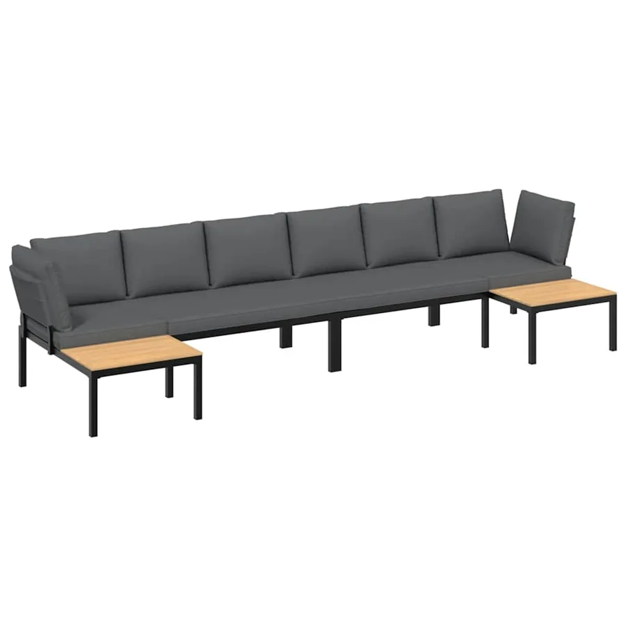 Salon de jardin 4 pcs avec coussins noir aluminium - 2