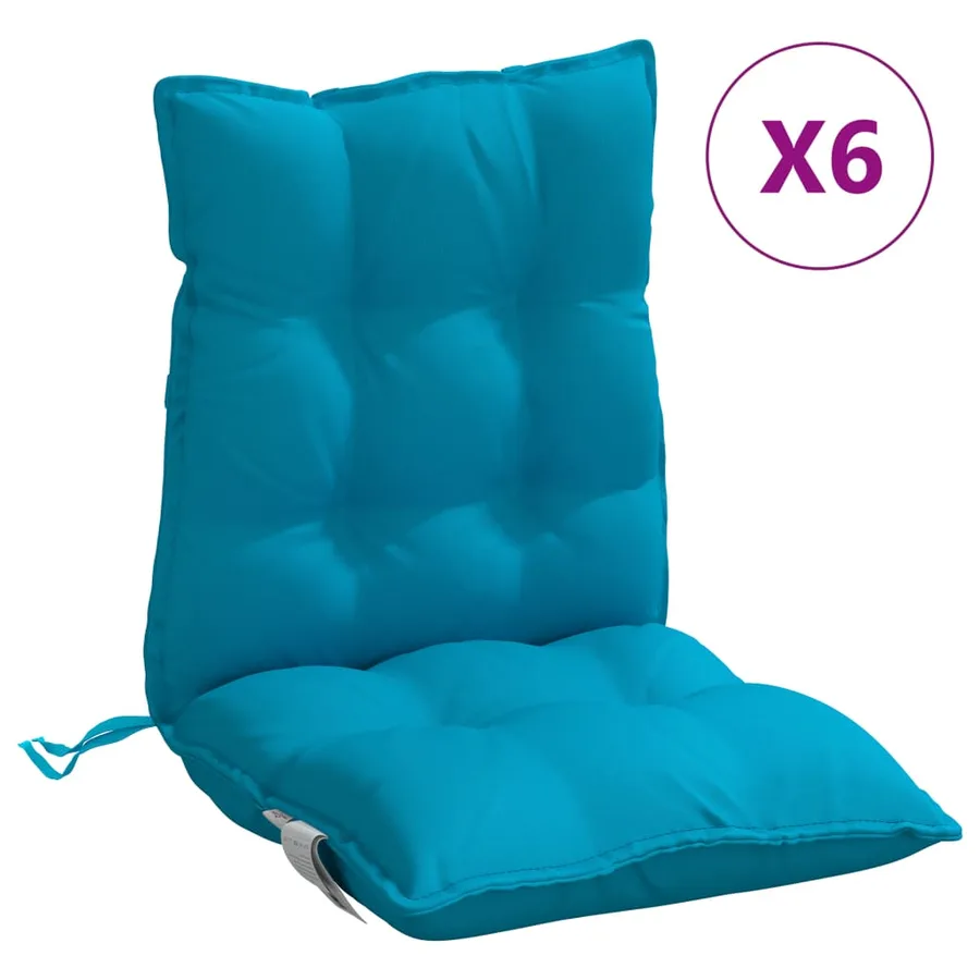 Coussins de chaise à dossier bas lot de 6 bleu clair - 2
