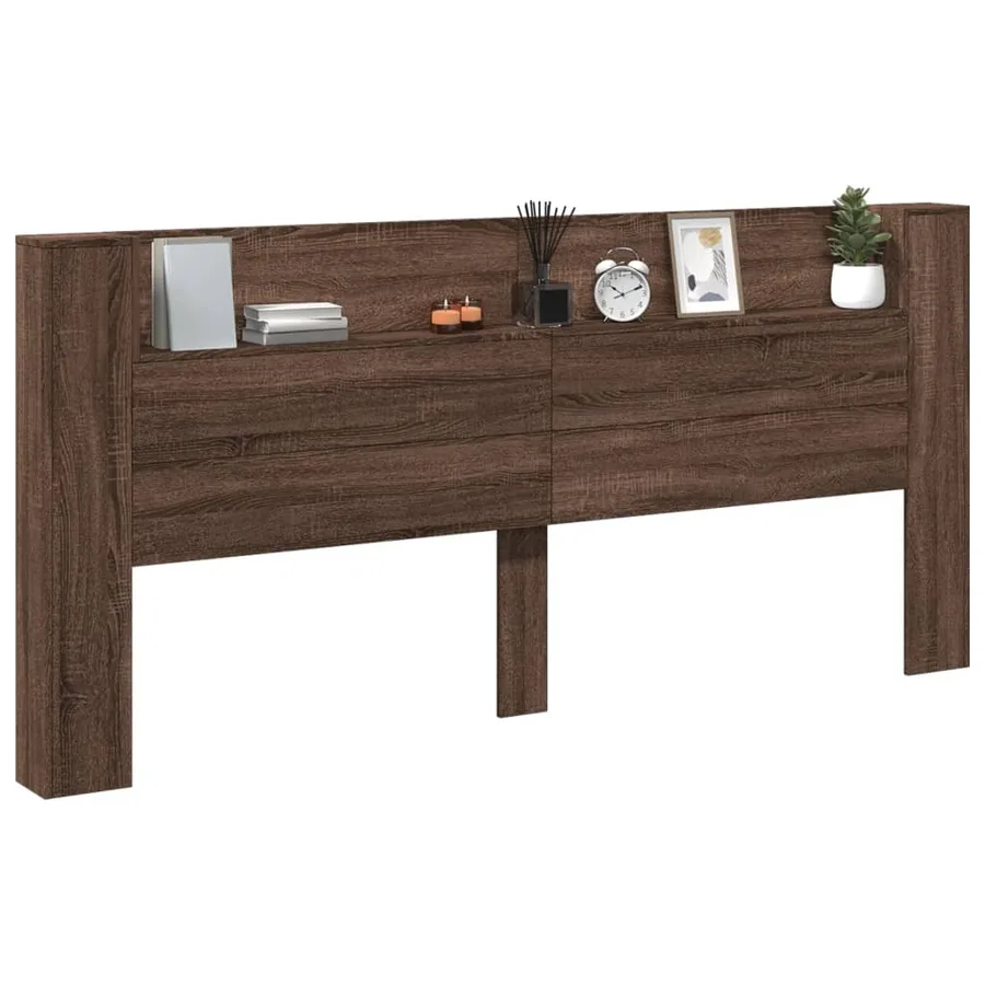 Armoire tête de lit avec LED chêne marron 220x16,5x103,5 cm - 12