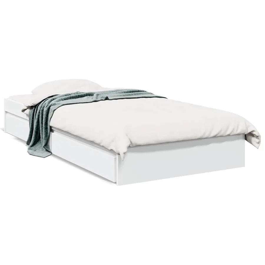 Cadre de lit avec tiroirs sans matelas blanc 75x190 cm - 2