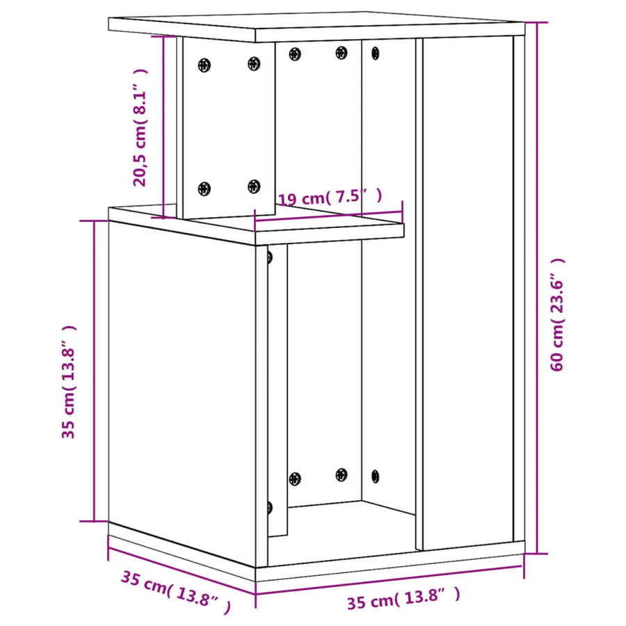Table d'appoint chêne marron 35x35x60 cm bois d'ingénierie - 10