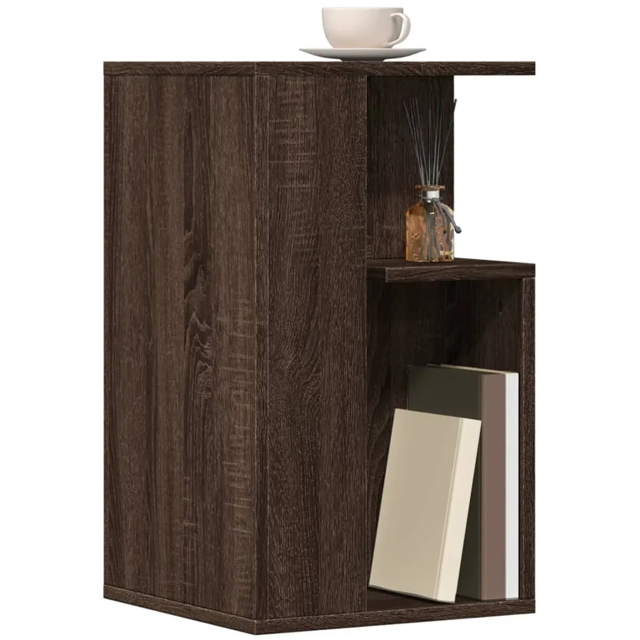 Table d'appoint chêne marron 35x35x60 cm bois d'ingénierie - 4