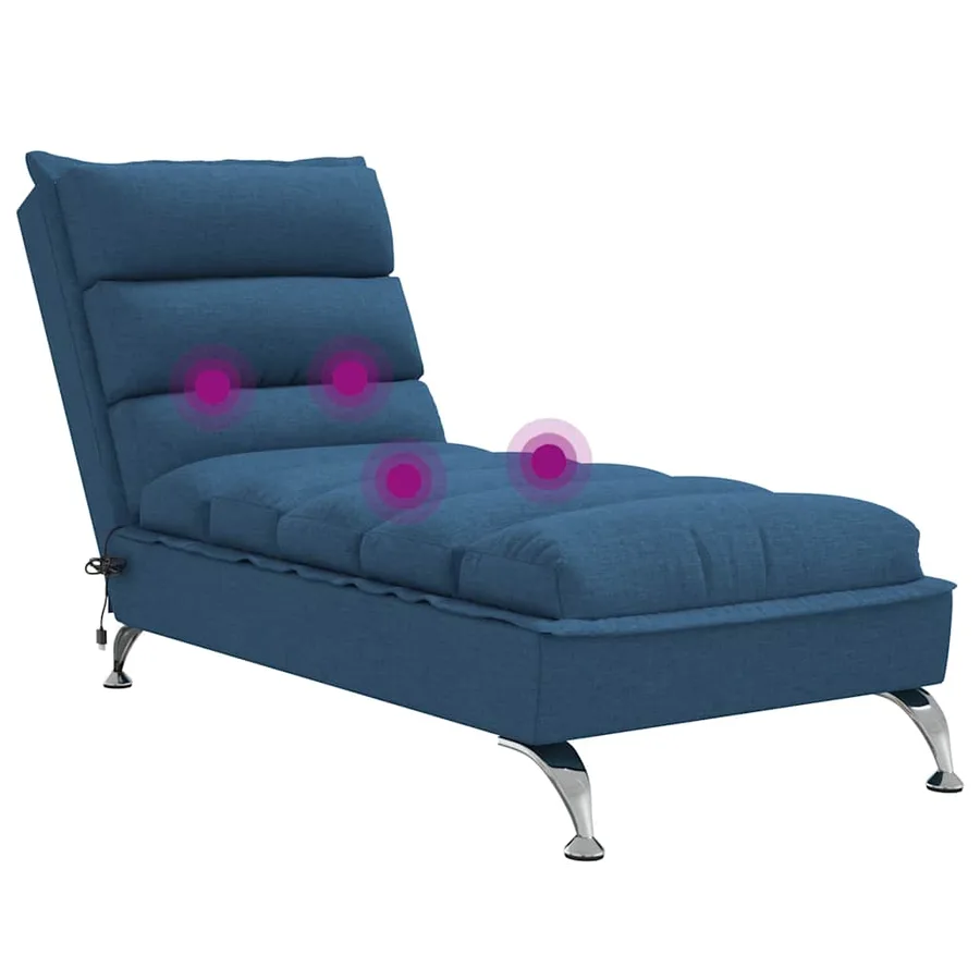 Chaise longue de massage avec coussins bleu tissu - 7