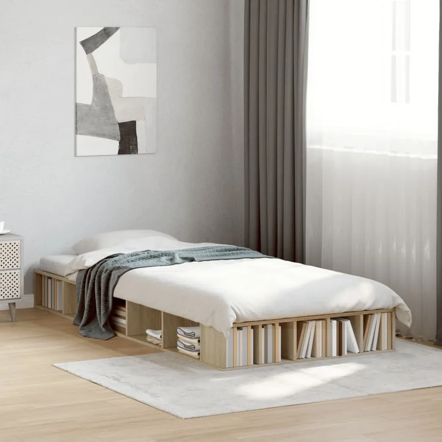 Cadre de lit sans matelas chêne sonoma 100x200 cm