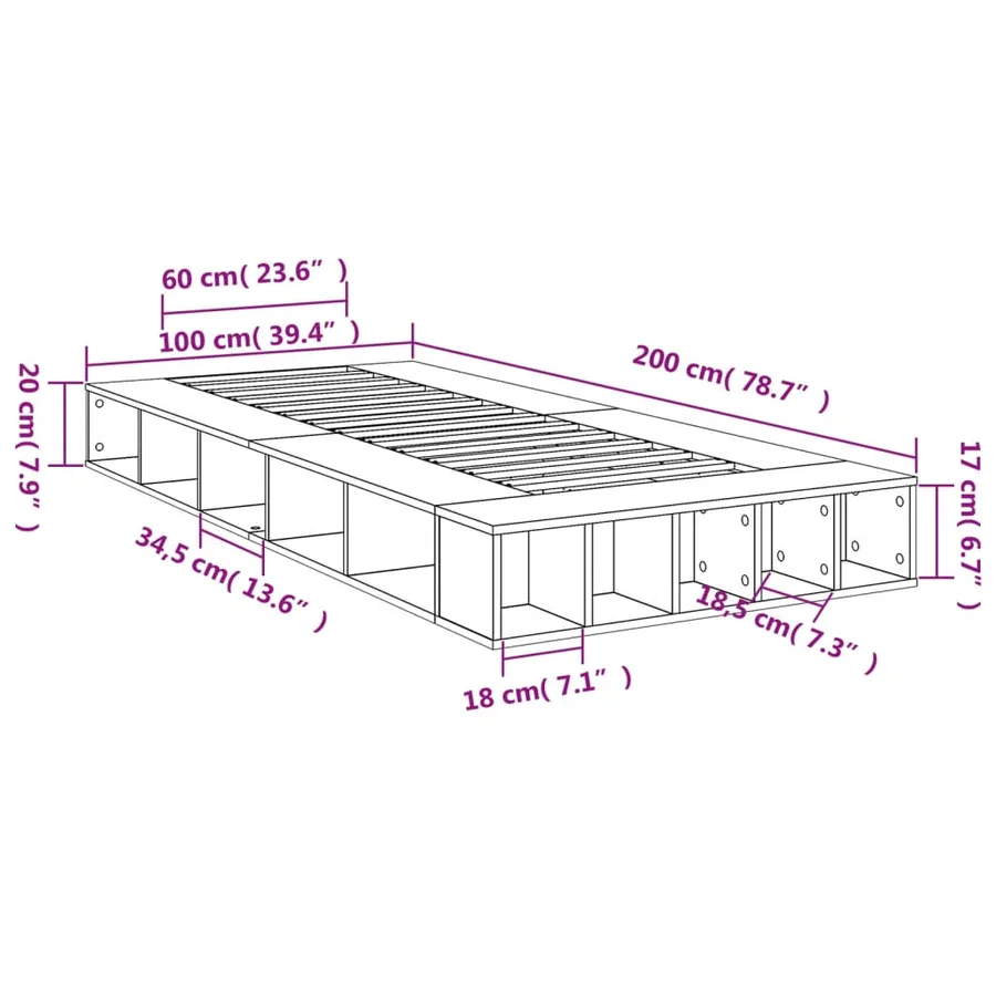 Cadre de lit sans matelas chêne sonoma 100x200 cm - 10