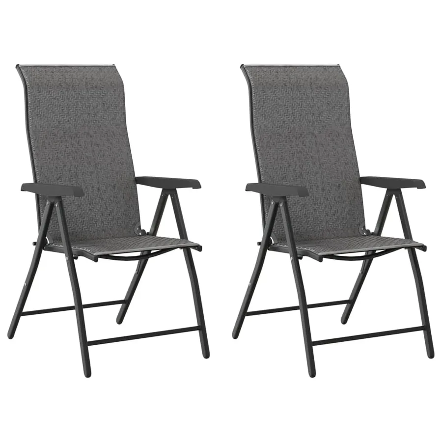 Chaises pliables de jardin lot de 2 gris résine tressée - 2