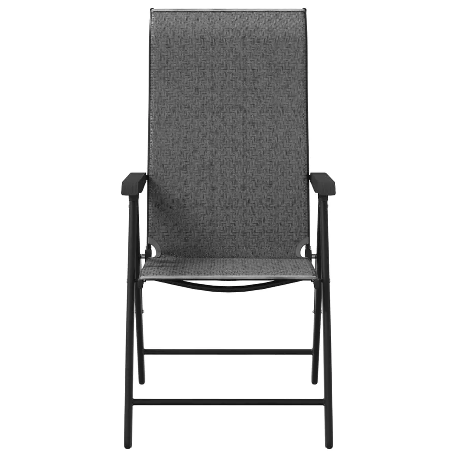 Chaises pliables de jardin lot de 2 gris résine tressée - 5