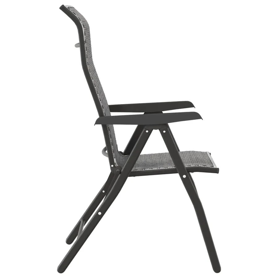 Chaises pliables de jardin lot de 2 gris résine tressée - 6