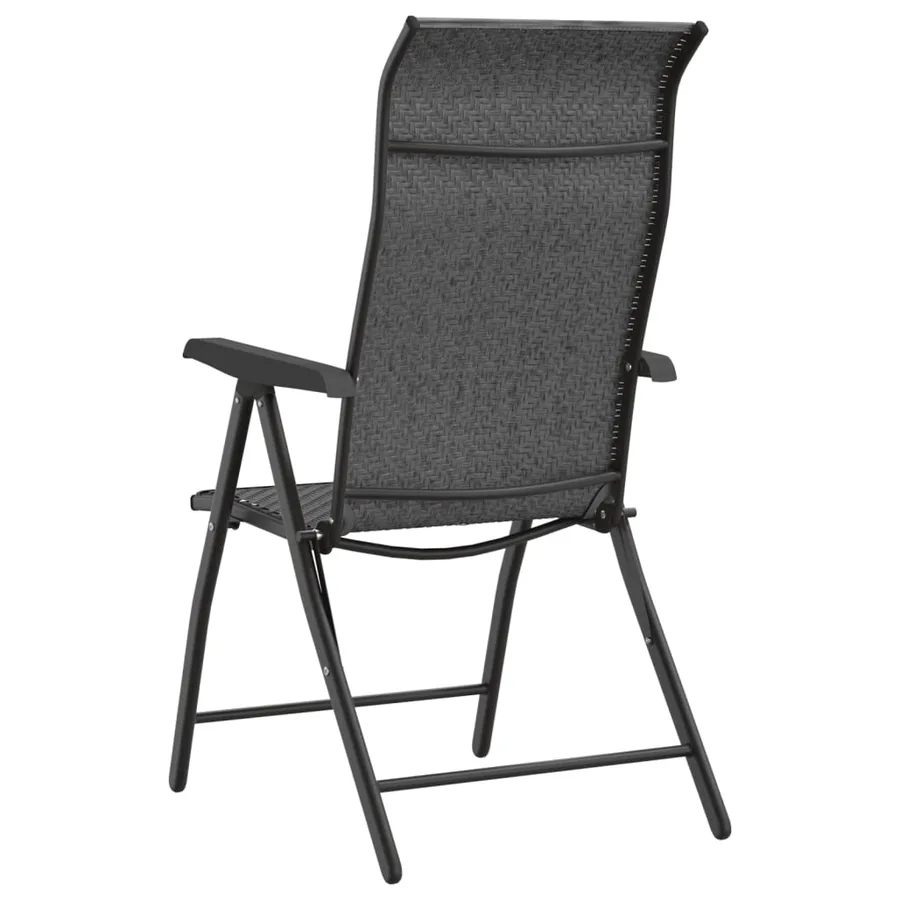 Chaises pliables de jardin lot de 2 gris résine tressée - 7
