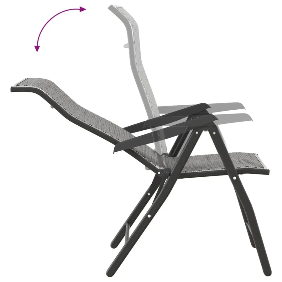 Chaises pliables de jardin lot de 2 gris résine tressée - 8