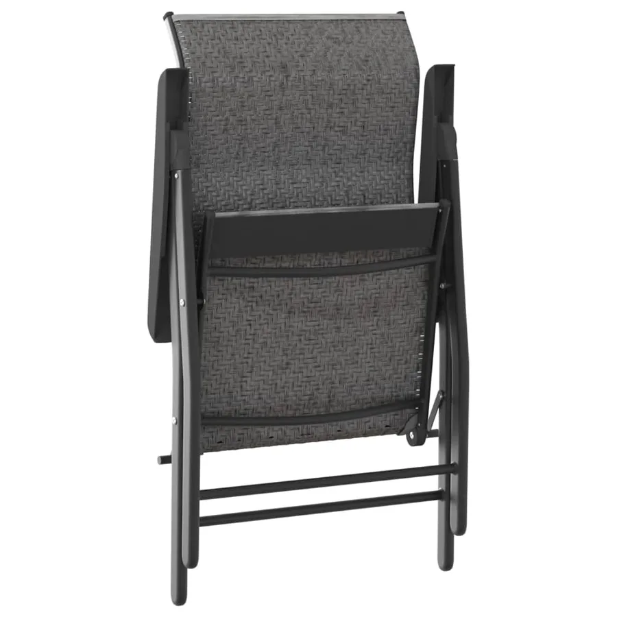 Chaises pliables de jardin lot de 2 gris résine tressée - 9