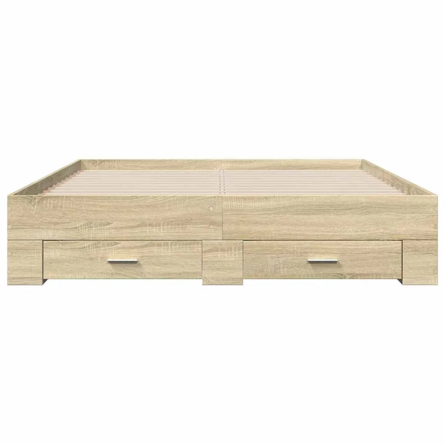 Cadre de lit avec tiroirs sans matelas chêne sonoma 150x200 cm - 4