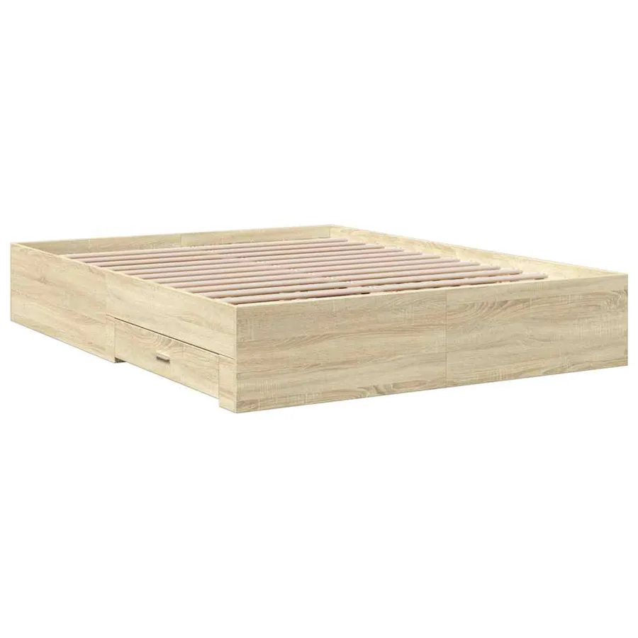 Cadre de lit avec tiroirs sans matelas chêne sonoma 150x200 cm - 6
