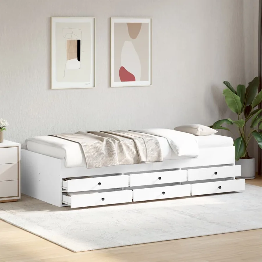 Lit de jour avec tiroirs sans matelas blanc 90x190 cm