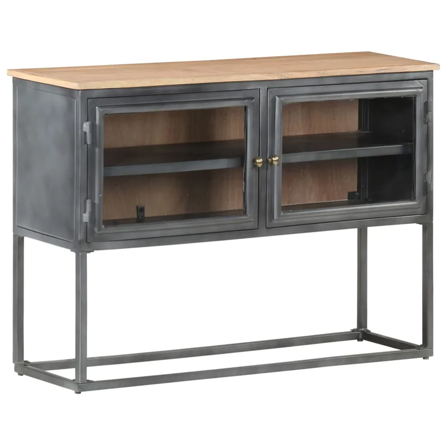 Buffet Gris 100x30x70 cm Bois d'acacia massif - 10