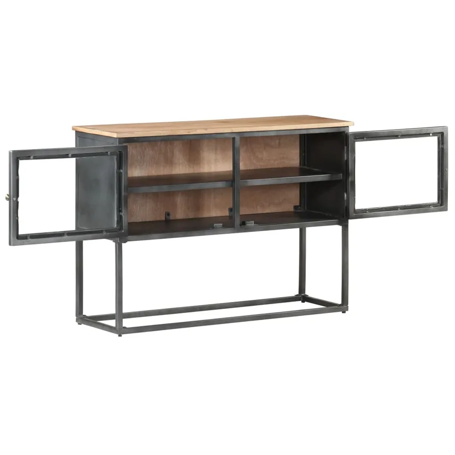 Buffet Gris 100x30x70 cm Bois d'acacia massif - 3