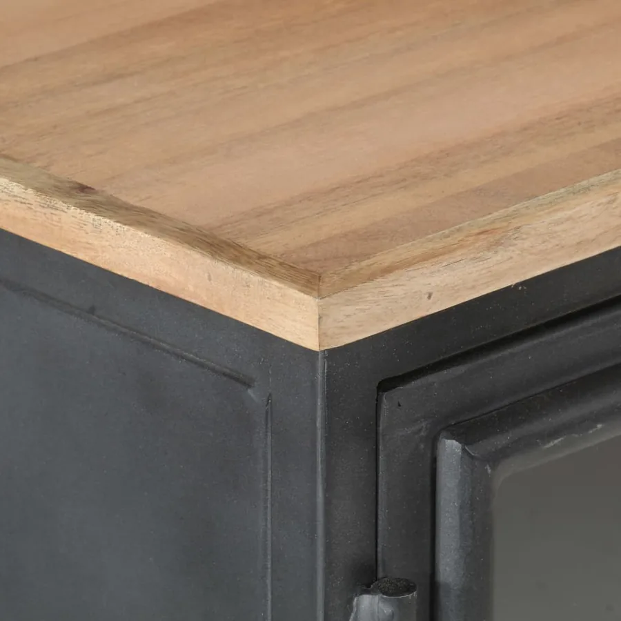 Buffet Gris 100x30x70 cm Bois d'acacia massif - 5