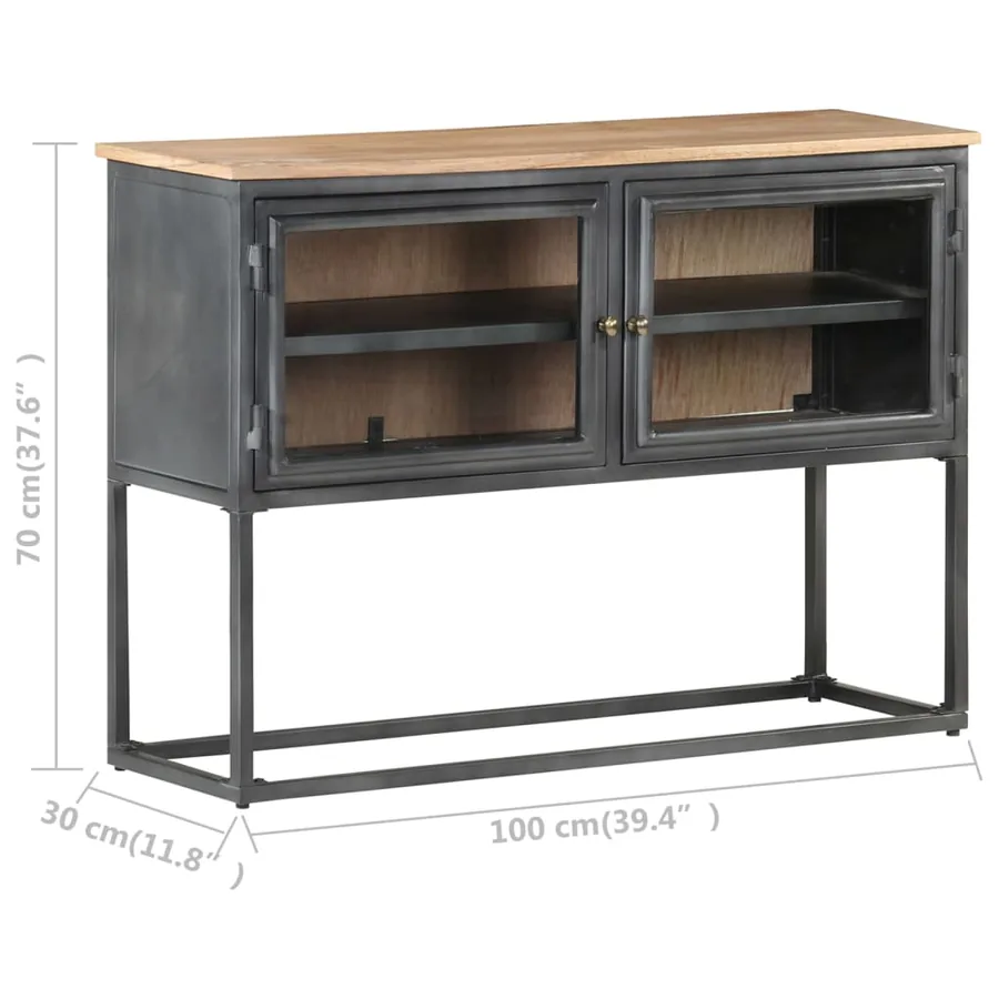 Buffet Gris 100x30x70 cm Bois d'acacia massif - 7