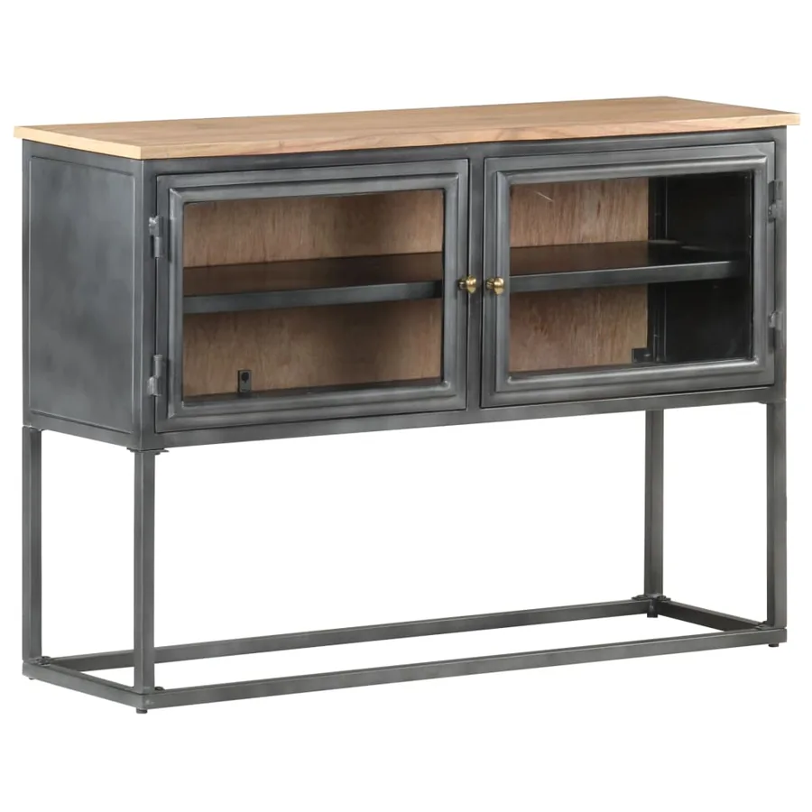 Buffet Gris 100x30x70 cm Bois d'acacia massif - 8