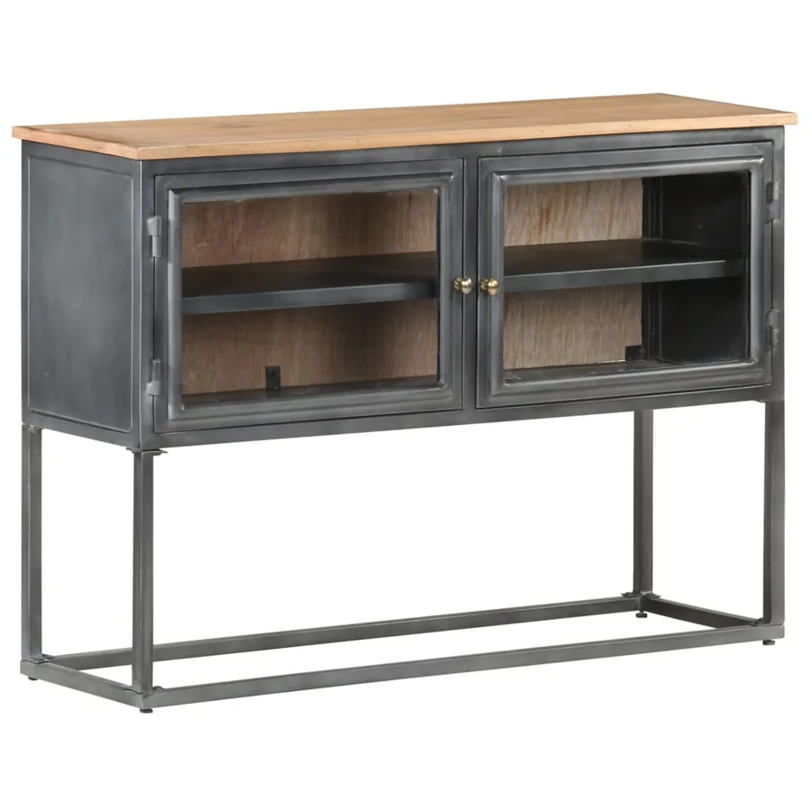 Buffet Gris 100x30x70 cm Bois d'acacia massif - 9