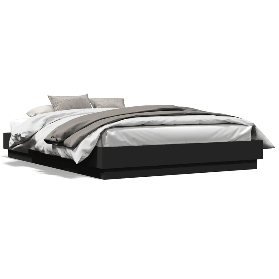 Cadre de lit sans matelas noir 150x200 cm - 2