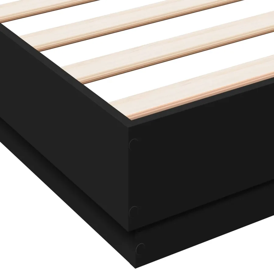 Cadre de lit sans matelas noir 150x200 cm - 7