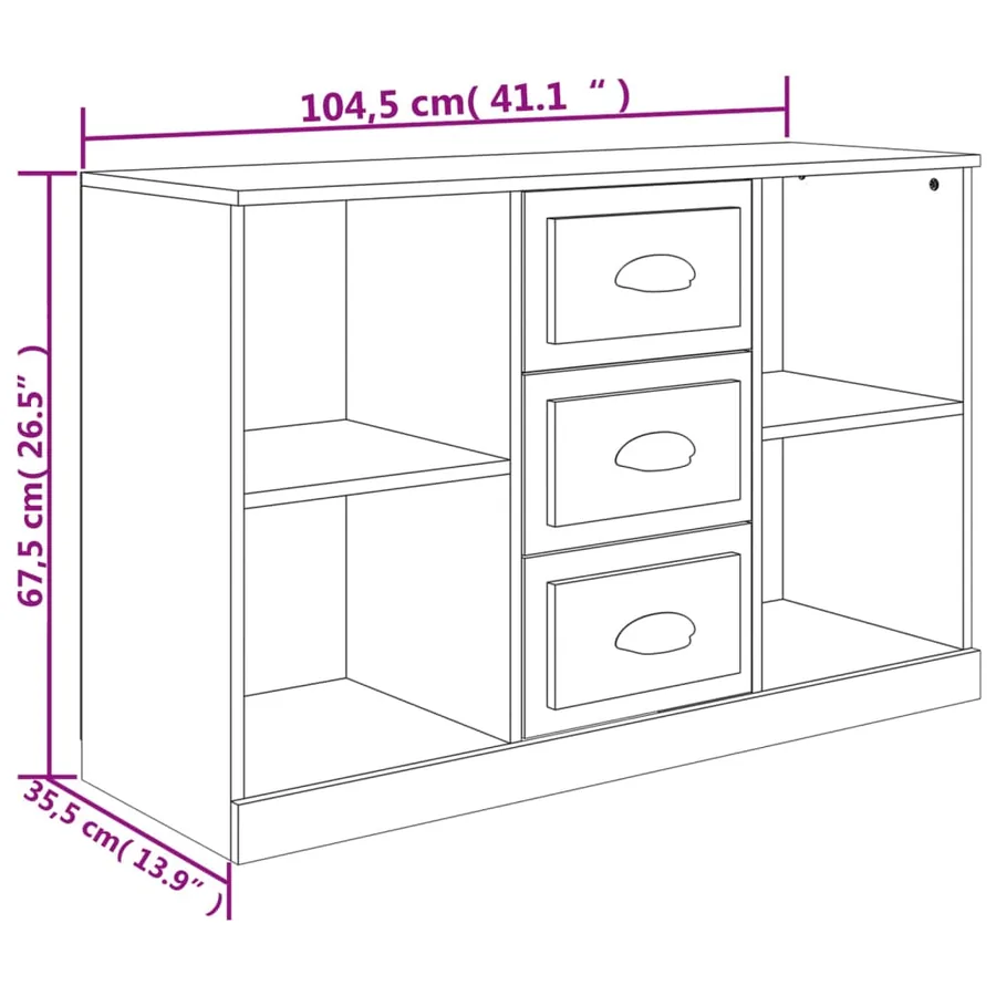 Buffet chêne sonoma 104,5x35,5x67,5 cm bois d'ingénierie - 10