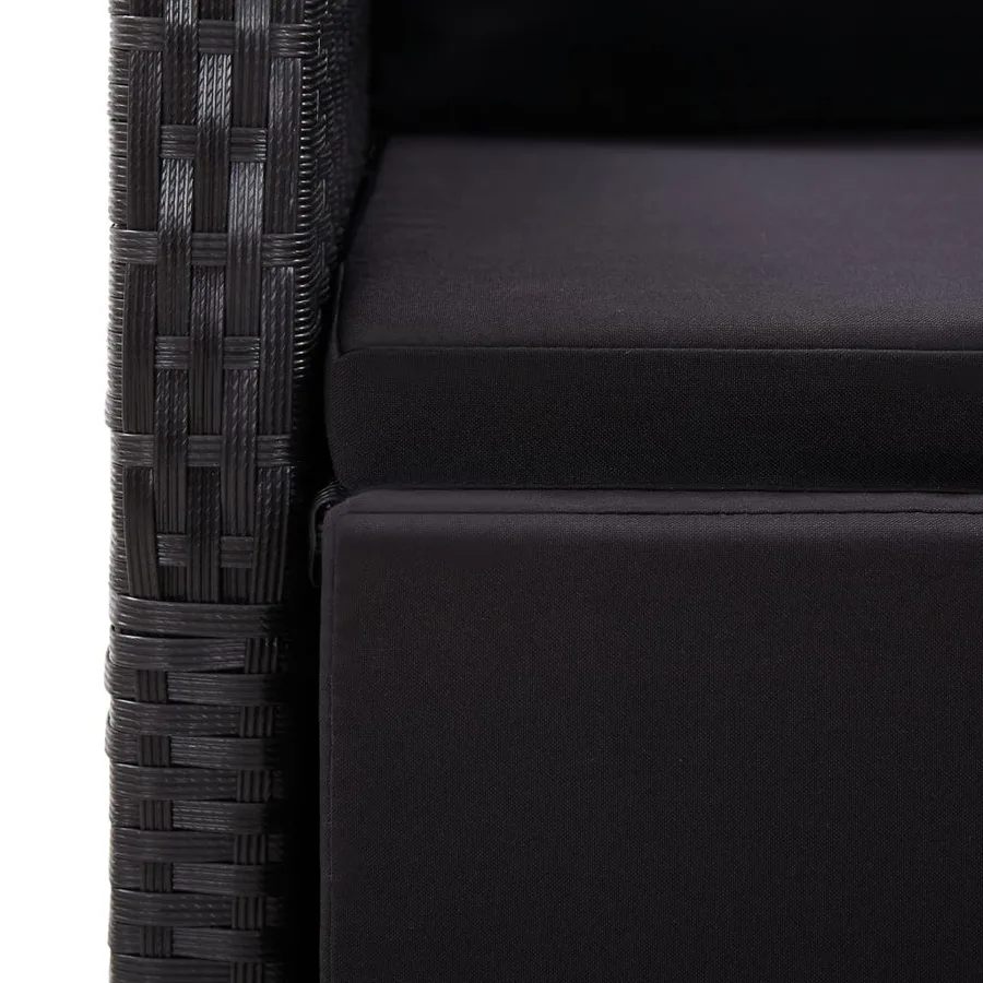 Ensemble à manger de jardin coussins 7 pcs noir résine tressée - 5