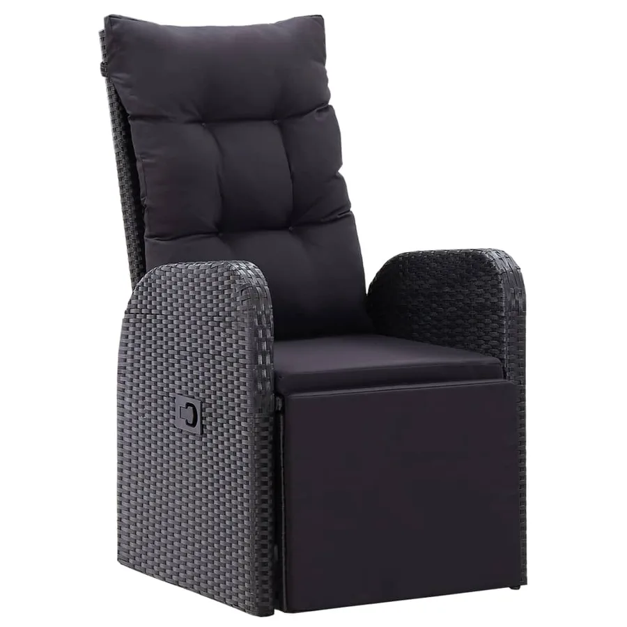 Ensemble à manger de jardin 9pcs coussins noir résine tressée - 3
