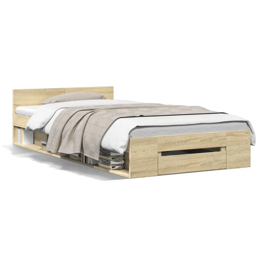 Cadre de lit avec tiroir sans matelas chêne sonoma 90x190 cm - 2