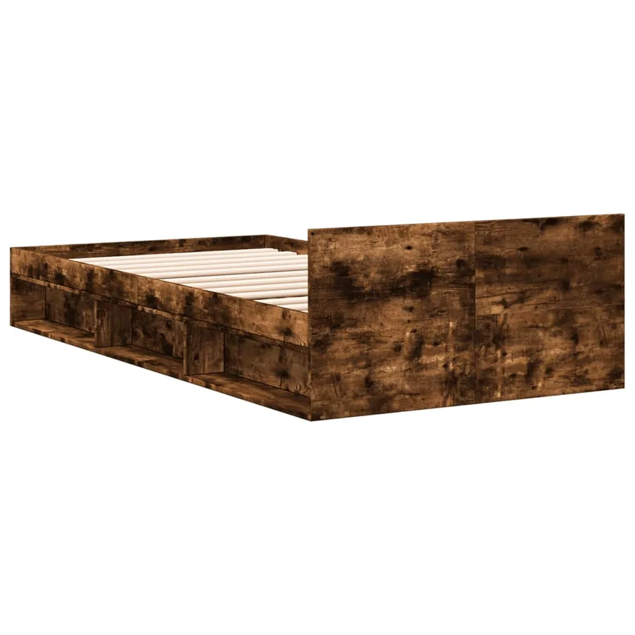 Cadre de lit avec tiroir sans matelas chêne fumé 90x190 cm - 6