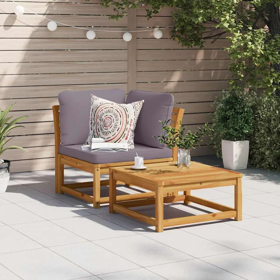 Canapé d'angle de jardin coussins 73x73x65cm bois massif acacia - 3