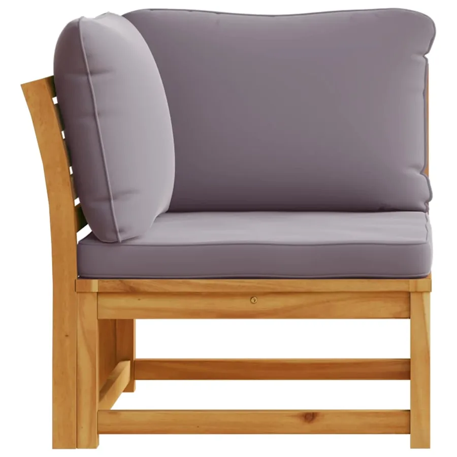Canapé d'angle de jardin coussins 73x73x65cm bois massif acacia - 5