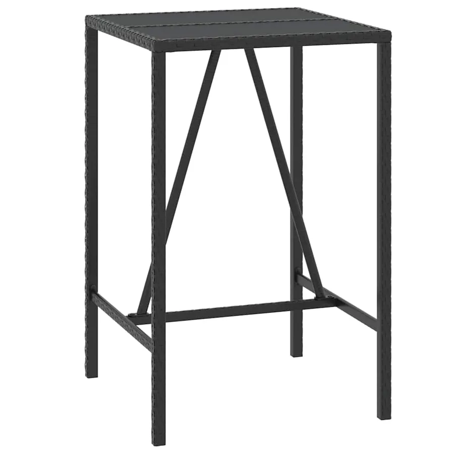 Ensemble de bar jardin 5 pcs noir poly rotin/bois massif acacia - 5