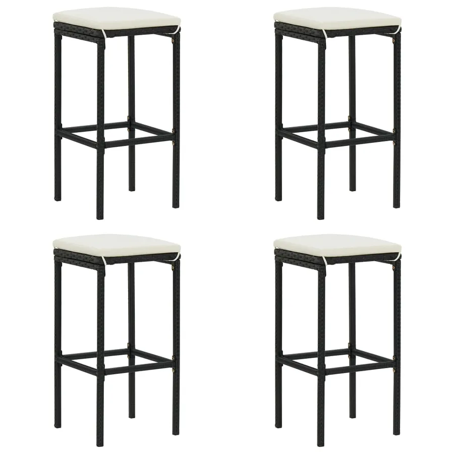 Ensemble de bar de jardin 5 pcs avec coussins noir poly rotin - 4