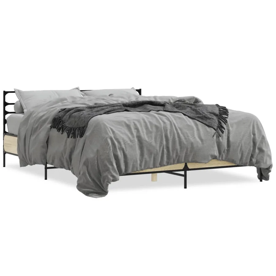 Cadre de lit sans matelas chêne sonoma 150x200 cm - 2
