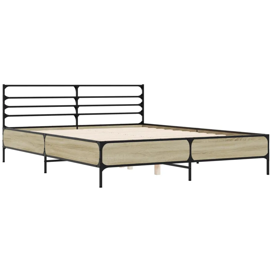 Cadre de lit sans matelas chêne sonoma 150x200 cm - 3