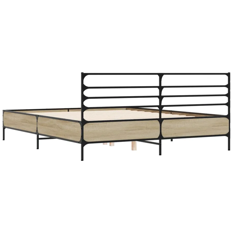 Cadre de lit sans matelas chêne sonoma 150x200 cm - 6