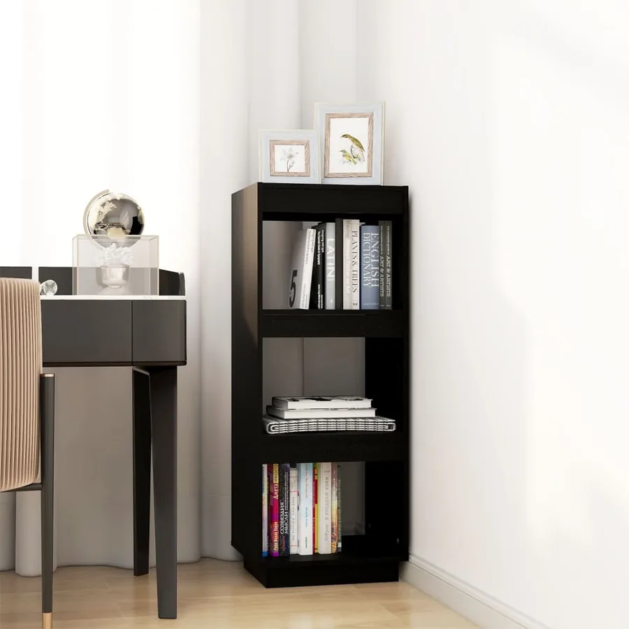 Bibliothèque/Séparateur de pièce noir 40x35x103 cm pin massif - 3