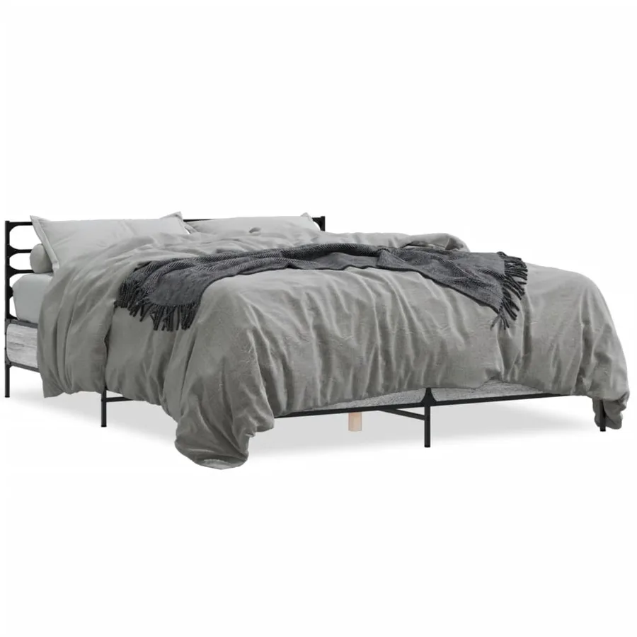 Cadre de lit sans matelas sonoma gris 160x200 cm - 2