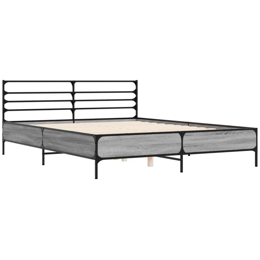 Cadre de lit sans matelas sonoma gris 160x200 cm - 3